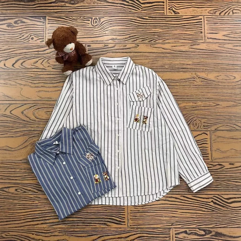 

2025 striped shirt women's early spring clothing new long-sleeved stacked wear inner bottom French bottom vertical strip shirt