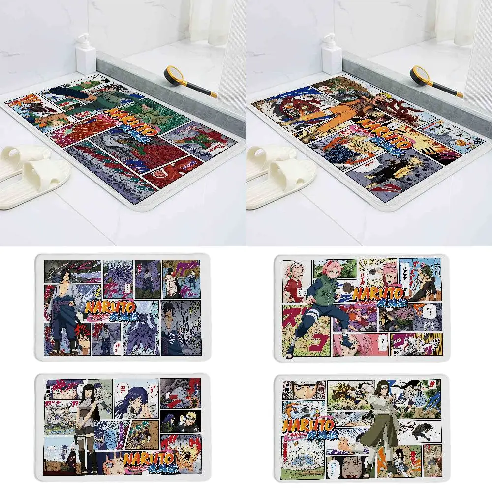 N-NARUTO Anime Floor Mat Pattern Printed Flannel Door Mat, Suitable For Bathroom, Living Room, Home Decoration