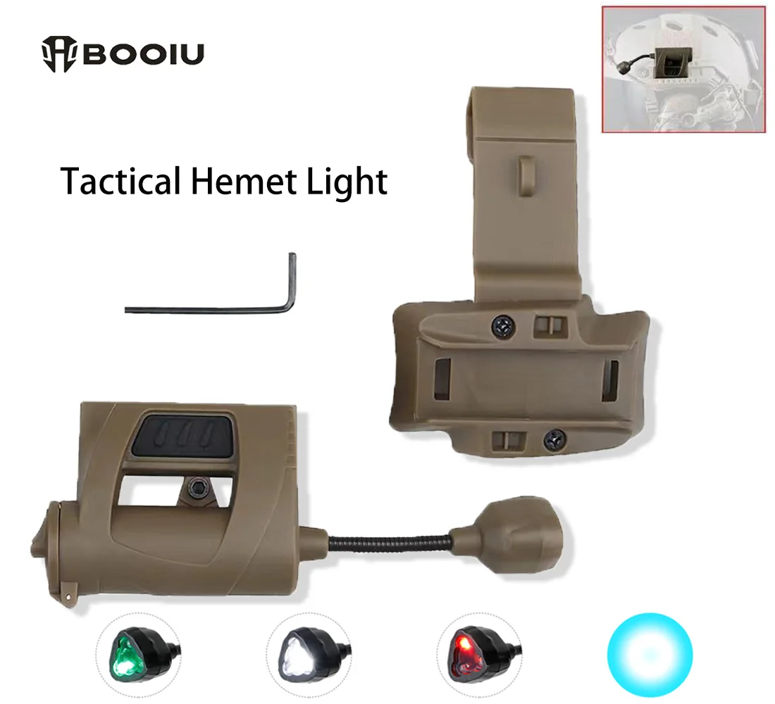 BOOIU Taktische Helmleuchte MPLS 3-Modus LED-Taschenlampe Laser-Helmlampe für Outdoor Jagd Radfahren Airsoft Sicherheitshelm-Licht