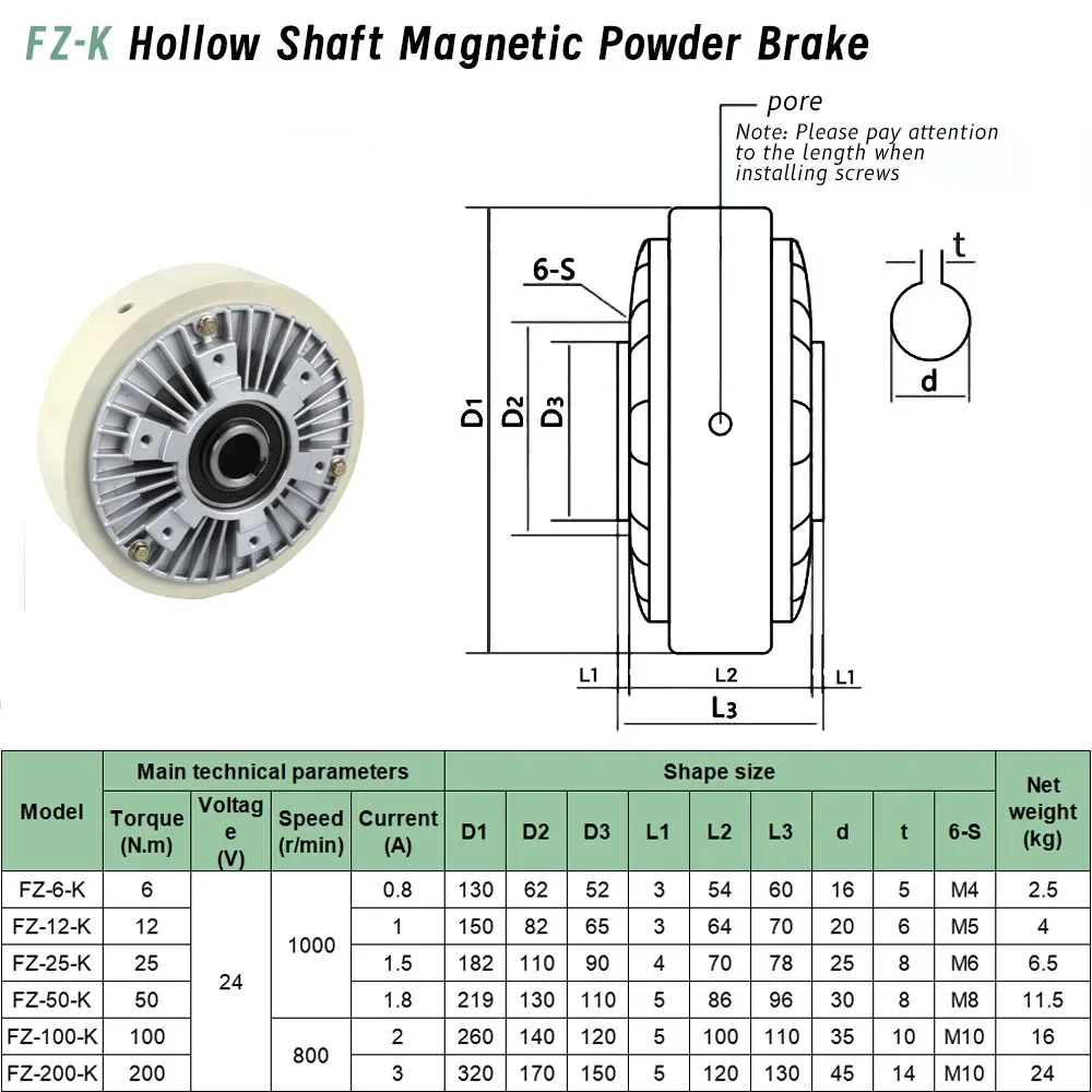 Magnetic Powder Brake Tension Controller Kit Single/Hollow Shaft DC24V 6/12/50-400Nm 0.6-40kg Unwinding 1400rpm Printing Machine