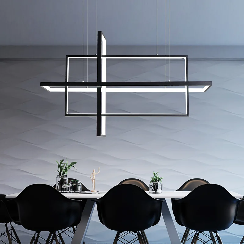 Nordic Led Pendant Lights Rectangular Lighting Art Geometric Chandelier Modern Living Room Bedroom Dining Interior Decor Lamp