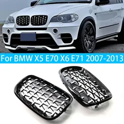 For BMW X5 E70 X6 E71 2007-2013 Car Grille Front Kidney Grill Diamond Style Chrome Black 51137157687 51137157688 51137185223