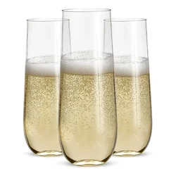 Unbreakable Stemless Plastic Champagne Flutes Parties Bars Nightclubs Crystal Clear Wine Glasses Bubble Tea Cup