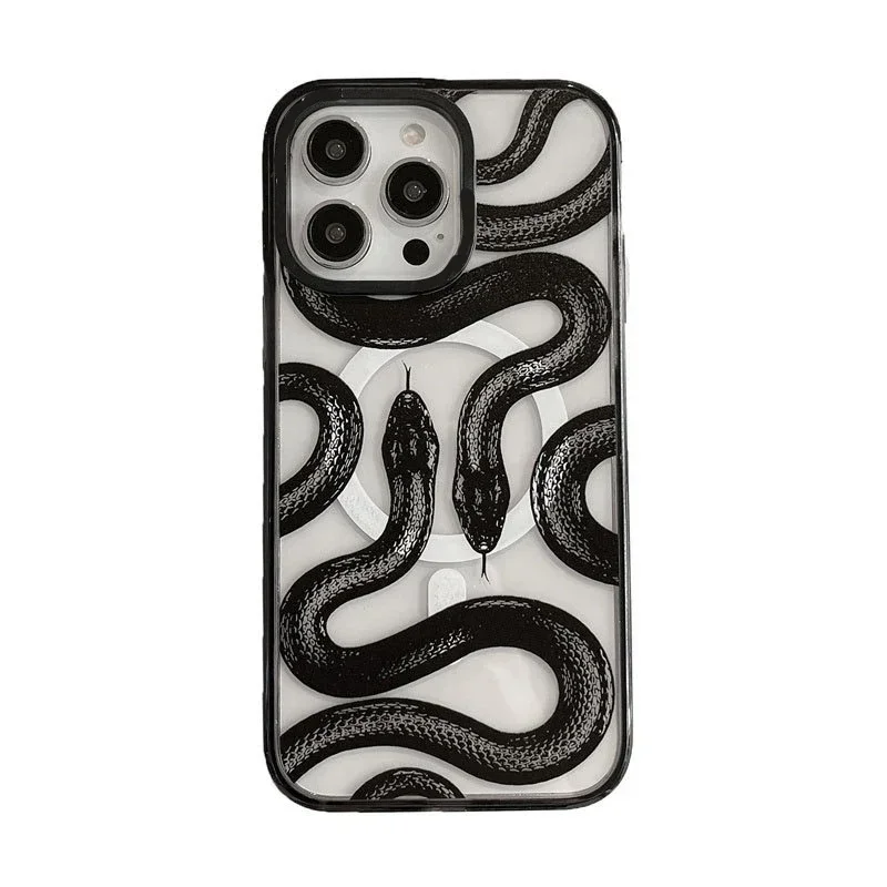 

MagSafe Acrylic Snake Phone Case Cover for iPhone 11 12 13 14 15 Pro Max Case for iPhone 15 ProMax