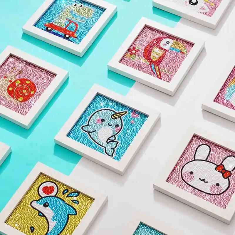 

5 Sizes Crystal Rhinestones Girls Toy Diamond Stickers with Frame Wooden Material Kit Home Fabric Cross Stitch Tools Accessories