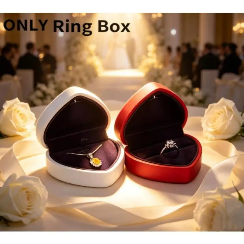 New Creative Heart Shaped LED Light Jewelry Box High-end Proposal Confession Ring Box With Light For Pendant Earrings Storage