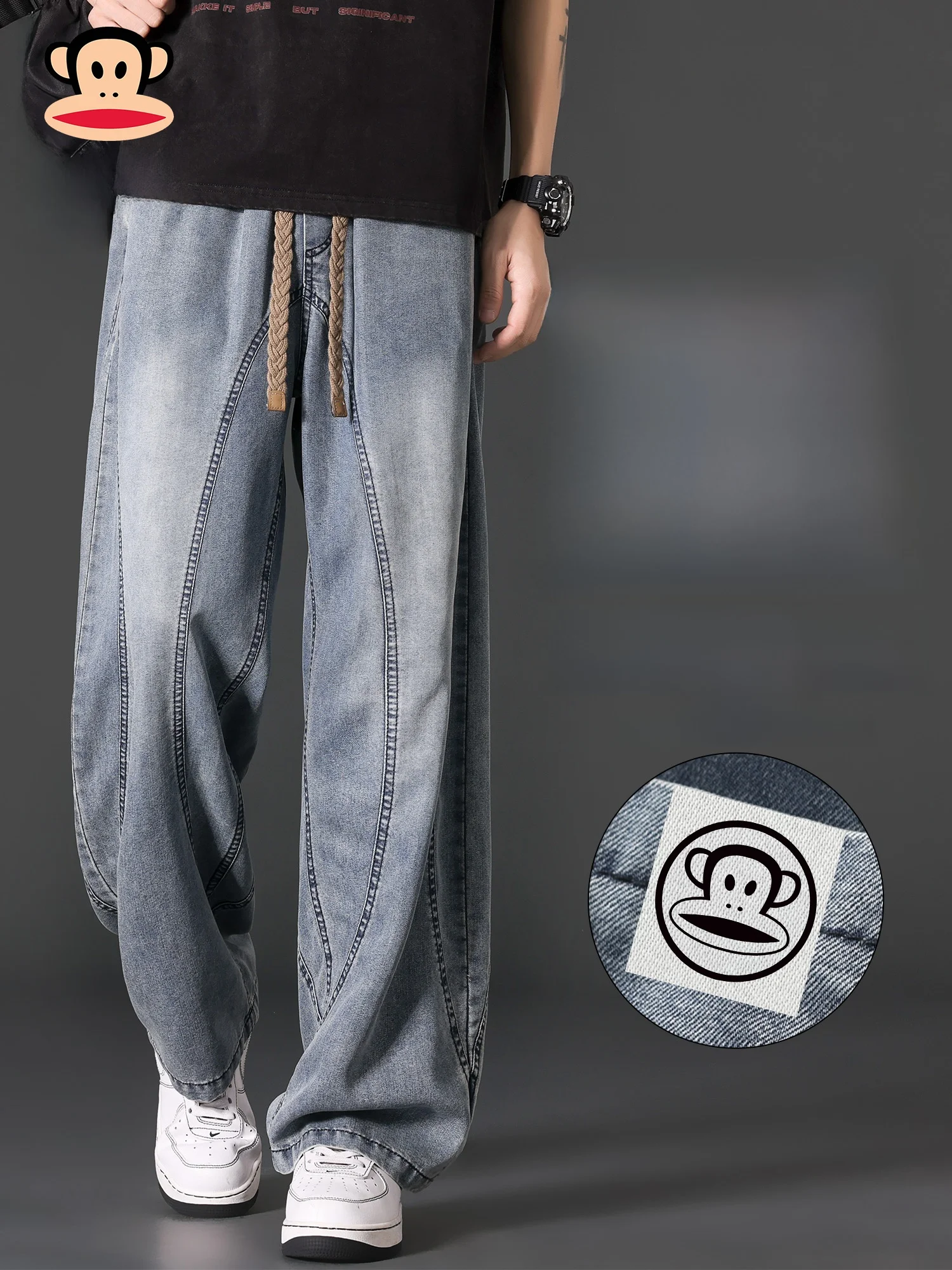 

Мужские повседневные джинсы Paul Frank из шелковистого денима, прямого кроя, свободные, летние, комфортные, молодежные, водоотталкивающие