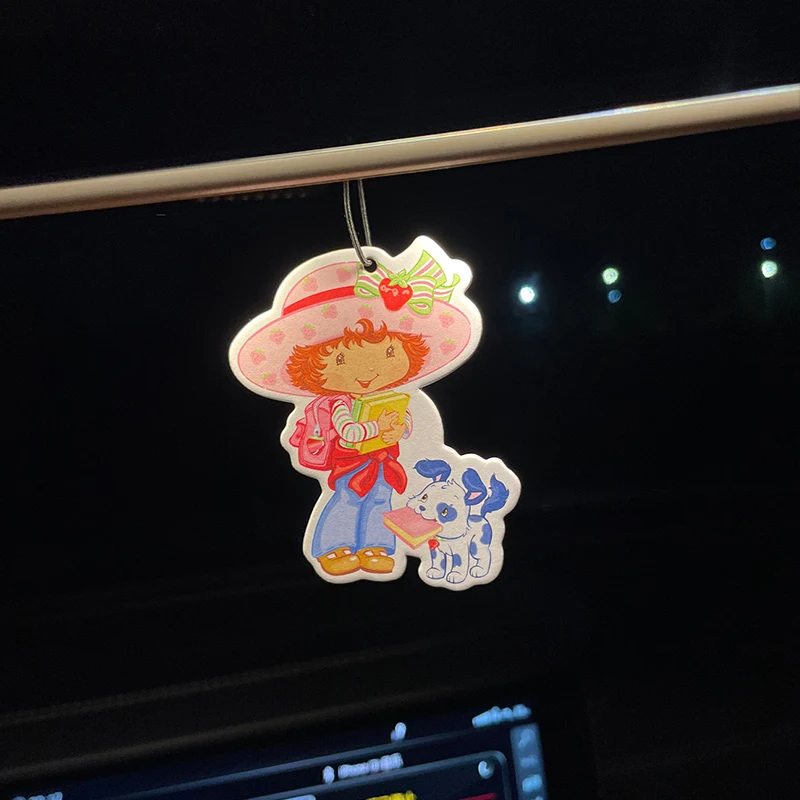 Strawberry Girl Goes to School with Her Puppy Hilton (Hotel Scent) Car Fragrance Tablets, Wardrobe Air Freshener, Perfume, Rearview Mirror Decoration, Car Interior Hanging Ornament, Natural Scent Air Purifier, Anime Cartoon Toilet Scent Sachet, Living Room Office Room Bedside Hanging Decoration view 2