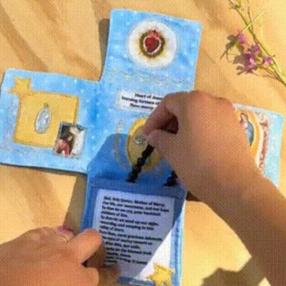 Croix incluse à l'intérieur, accessoires de couture dévotionnels de poche fabriqués à la main avec croix Saint Images prières poche de couture dévotion