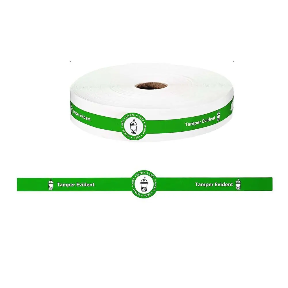 100PCS Paper Tamper Evident Sealing Sticker Red Green Drink Package Safe Secure Tag Long Stripe Backing Wrapping Seal Labels