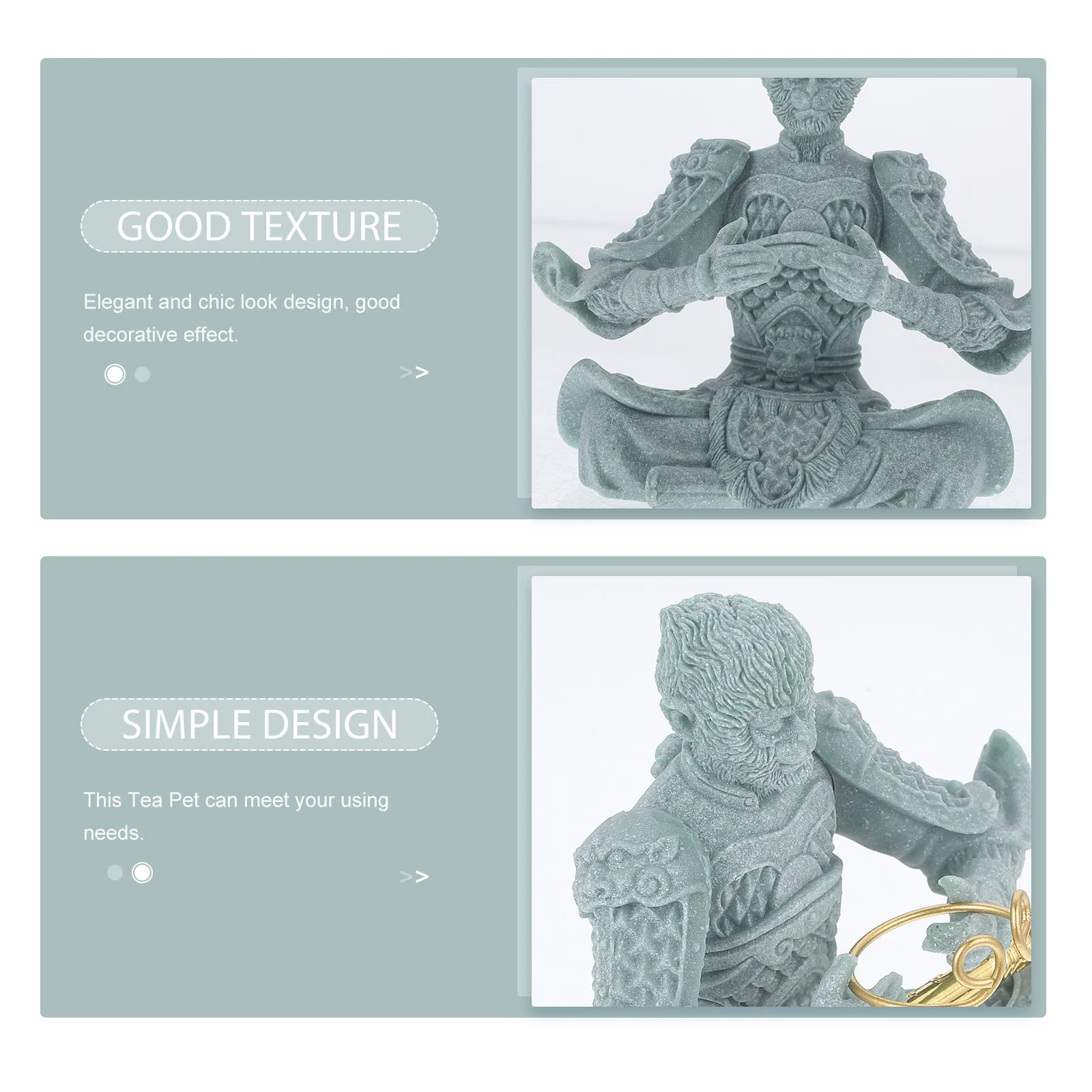 

Wukong Tea Pet Monkey Statue Figurines Cute Decoration Green Sandstone Figure Home Ornament Decorations Mini