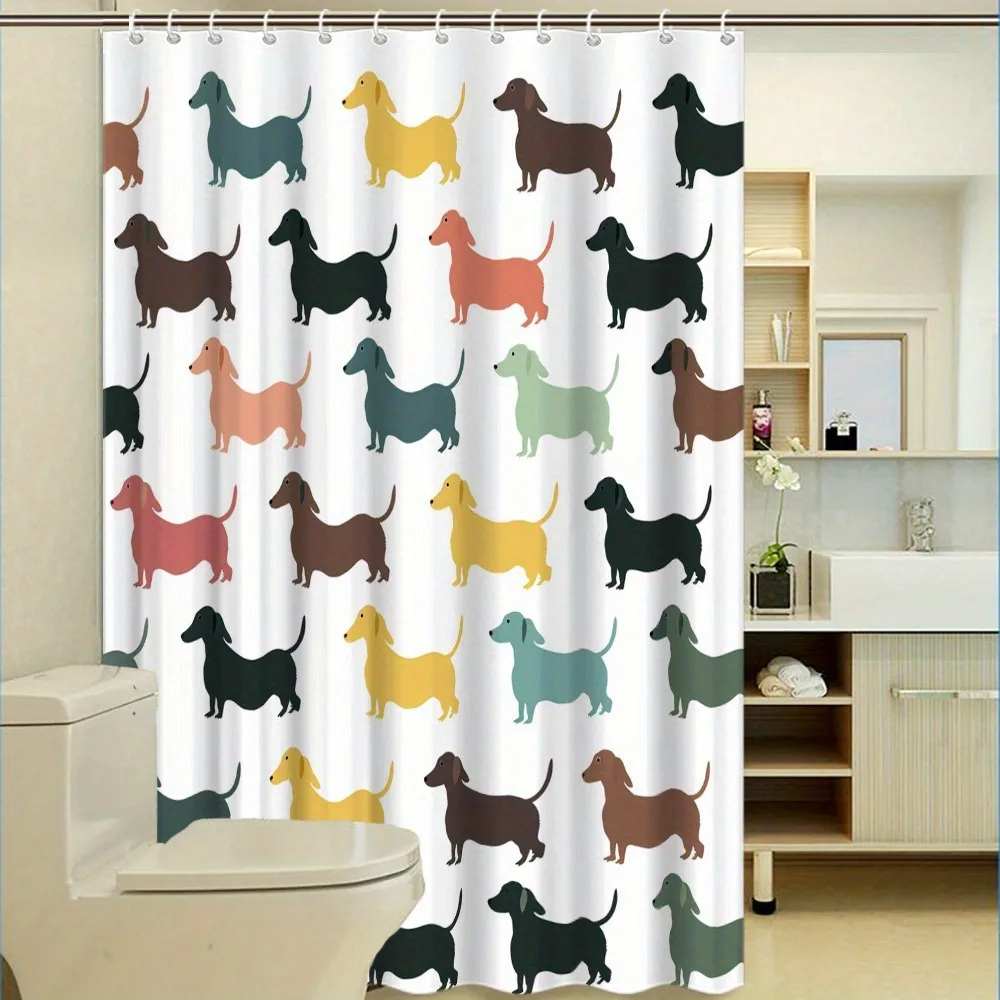 

Красочная и игривая занавеска для душа с таксой, моющаяся грязеотталкивающая насадка для душа, водонепроницаемая полиэстеровая занавеска для ванны