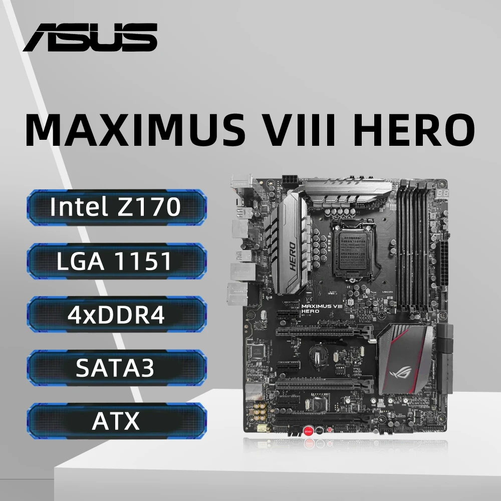 

ASUS MAXIMUS VIII HERO Motherboard LGA 1151 Intel Z170 Support 6300 6500 6700 7500 7700K CPU 4×DDR4 3733MHz NVME M.2 PCle 3.0