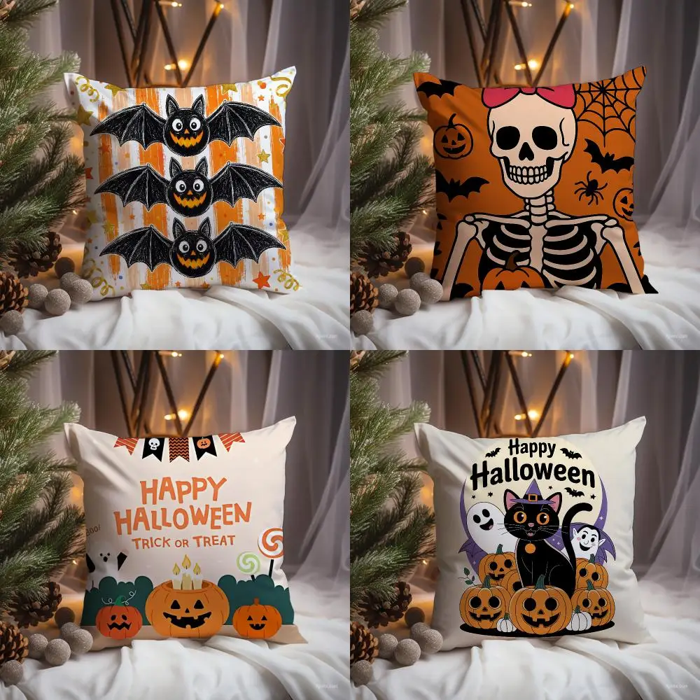 pattern Candy Pumpkin Cat Cushion Cover Premium Comfort Reversible Pillow Cove -Two in One Design for Any Room & Car Interior