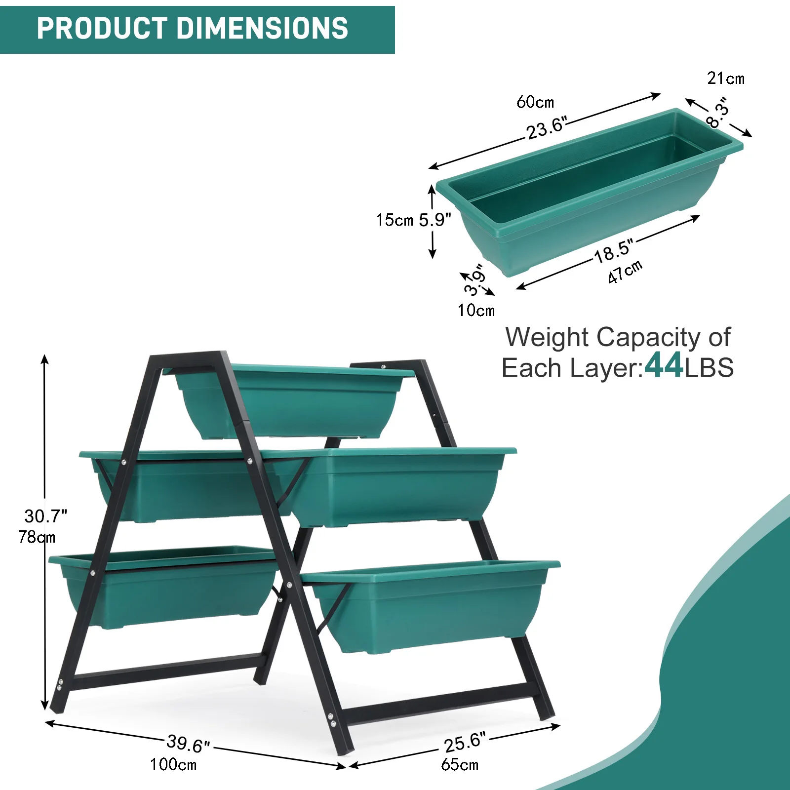 Garden planting rack with 5boxes of layered planting rack, terrace balcony, indoor and outdoor garden bed for flowers,vegetables