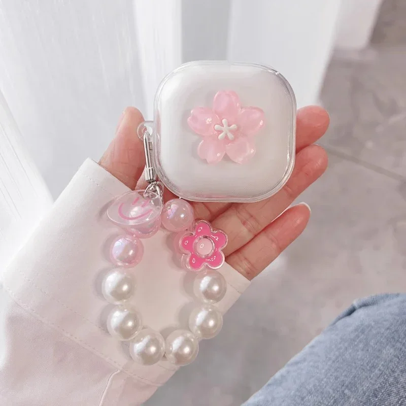 حافظة زهرة الكرز لـ Baseus Bass 1+ TWS حافظة من السيليكون الشفاف لغطاء سماعة الأذن Baseus Bass1+