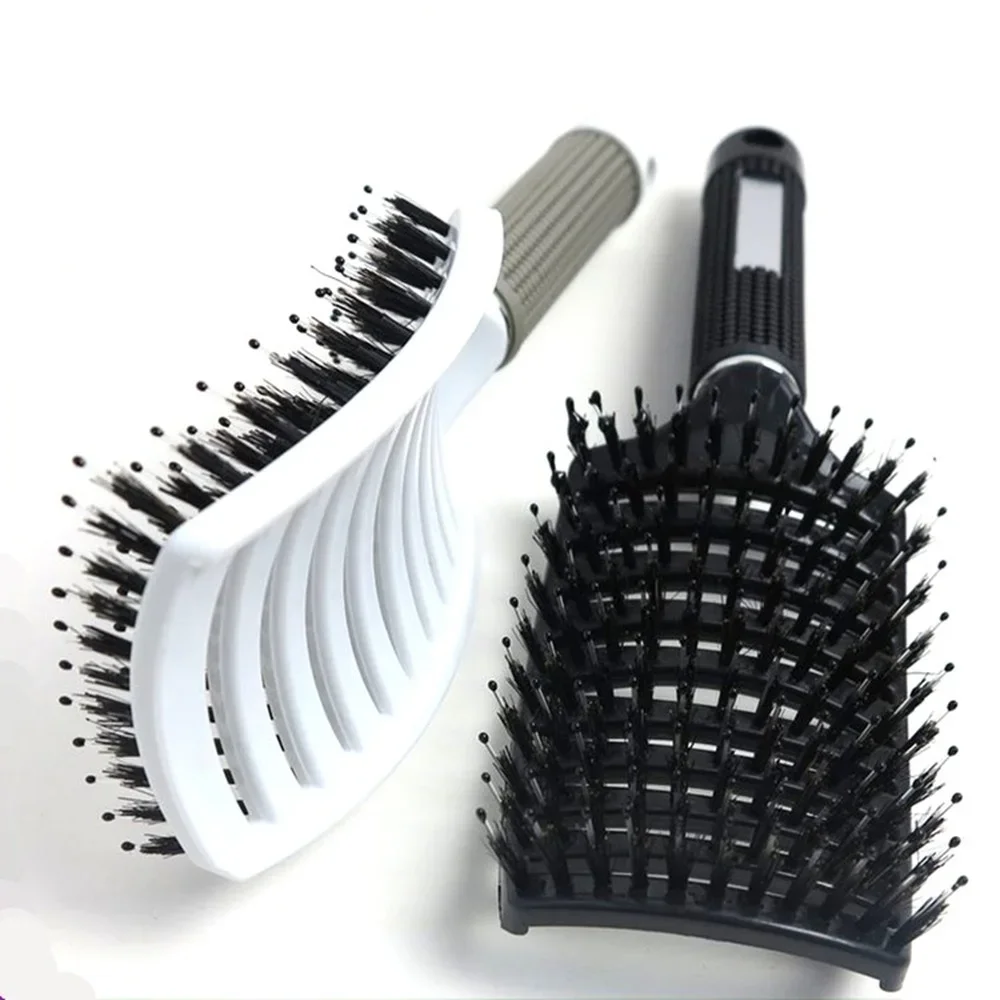 Cepillo para el cabello, peine para masaje del cuero cabelludo, cerdas y nailon, cepillo para el cabello rizado húmedo para desenredar, herramientas