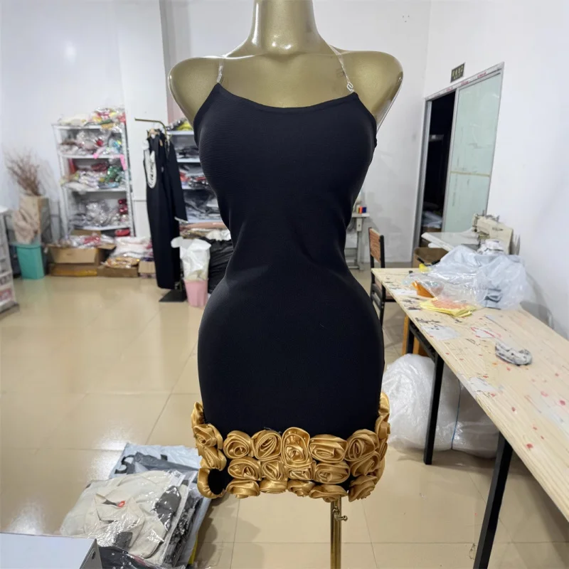 

2025 New Spring Backless Slim Off-Shoulder Light Luxury High-End Bodycon Mini Bandage Dress