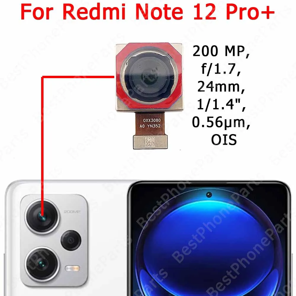 For Xiaomi Redmi Note 12 Pro 4G 5G Pro + Plus Rear Camera Back Backside Camera Module Mobile Phone Replacement Parts