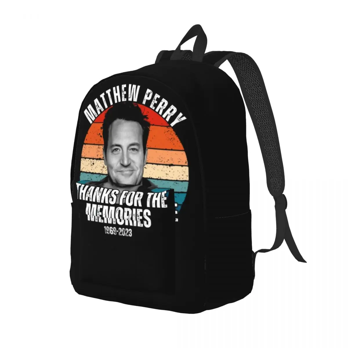 Matthew Perry Chandler Bing Memoriam Backpack for Men Women Casual High School Business Daypack College Shoulder Bag Gift