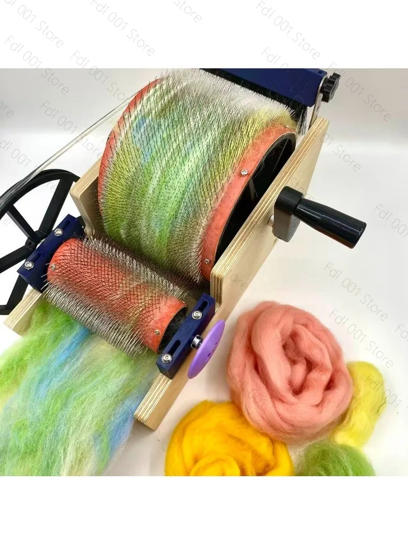 

Heavy Duty Hand Crank Drum Carder Wool Fiber Blending & Combing Tool for Mixed Color Yarn Making DIY Spinning Accessories