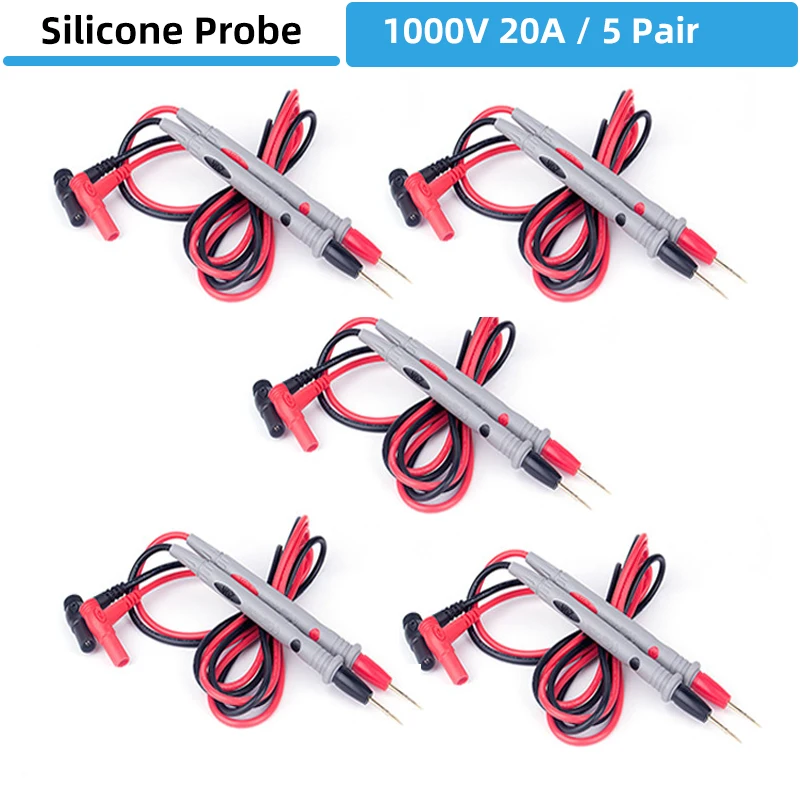 5 Paar Universal Siliconen Probe Test Leads 1000V 20A Digitale Multimeter Universele Kabel Probes Pen Voor Multi-Meter tester Draad