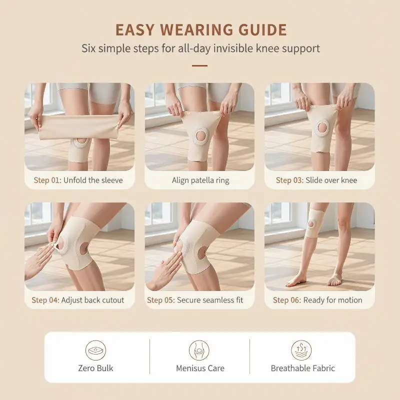 1Pcs Open Sports Knee Pads 1mm Ultra Thin Moisture Wicking Fabric Side Support Knee Protector for Long Time Sports Wear