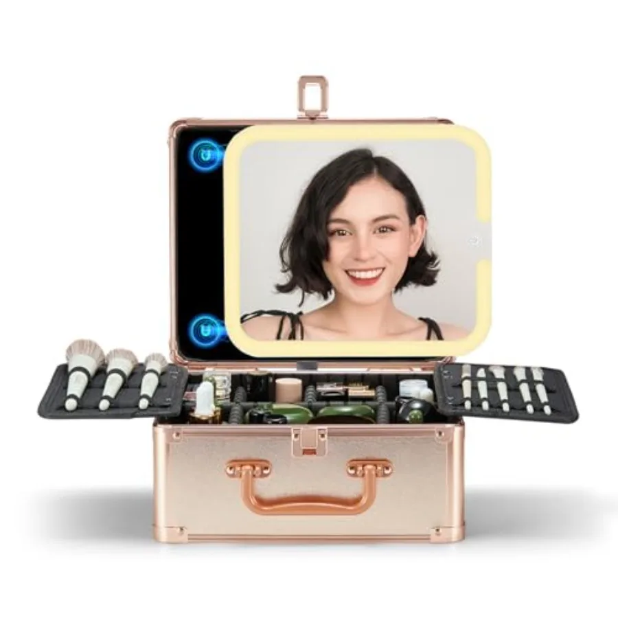 

OMIRO Makeup Ca Makeup ag wit Ligt Up Mirror t Makeup Orgazer ag wit Magnet Makeup Mirror for Women and Girls