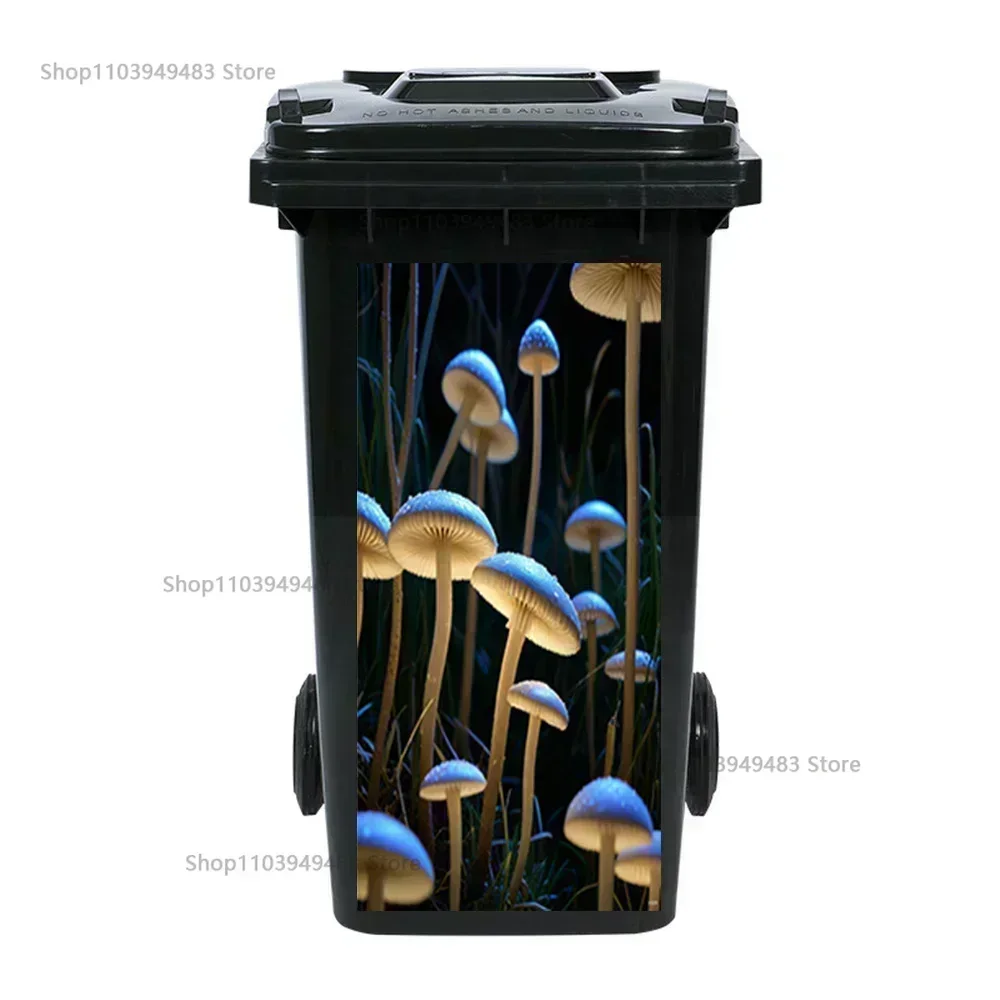 Luminous Mushroom Waterproof Rubbish Bin Recycling Environmental Stickers for Trash Can Decor Art Decals Ornamental PVC Stickers