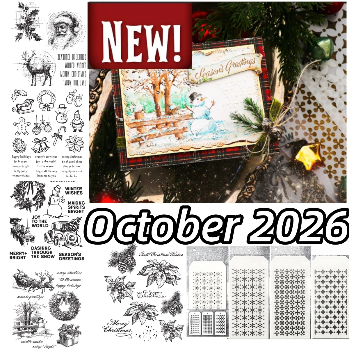 New 2026 Christmas Santa Wreath Sleigh Metal Cutting Dies Clear Stamps Diamond Stencil for DIY Decorating Card Festive Schematic