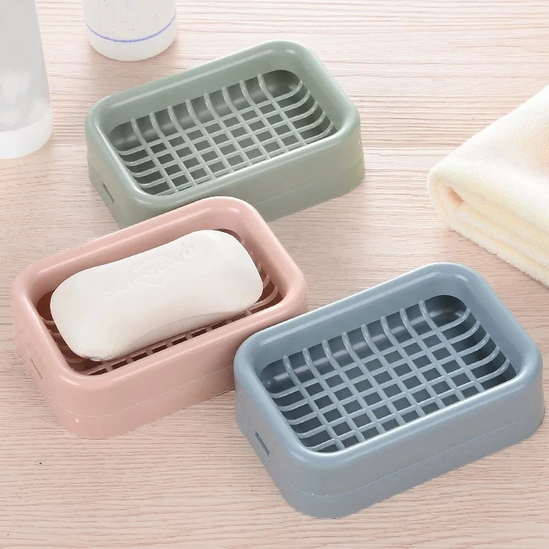 Grid Soap Box Bathroom Double-layer Drainage Soap Box Waterless Plastic Soap Holder Soap Dish