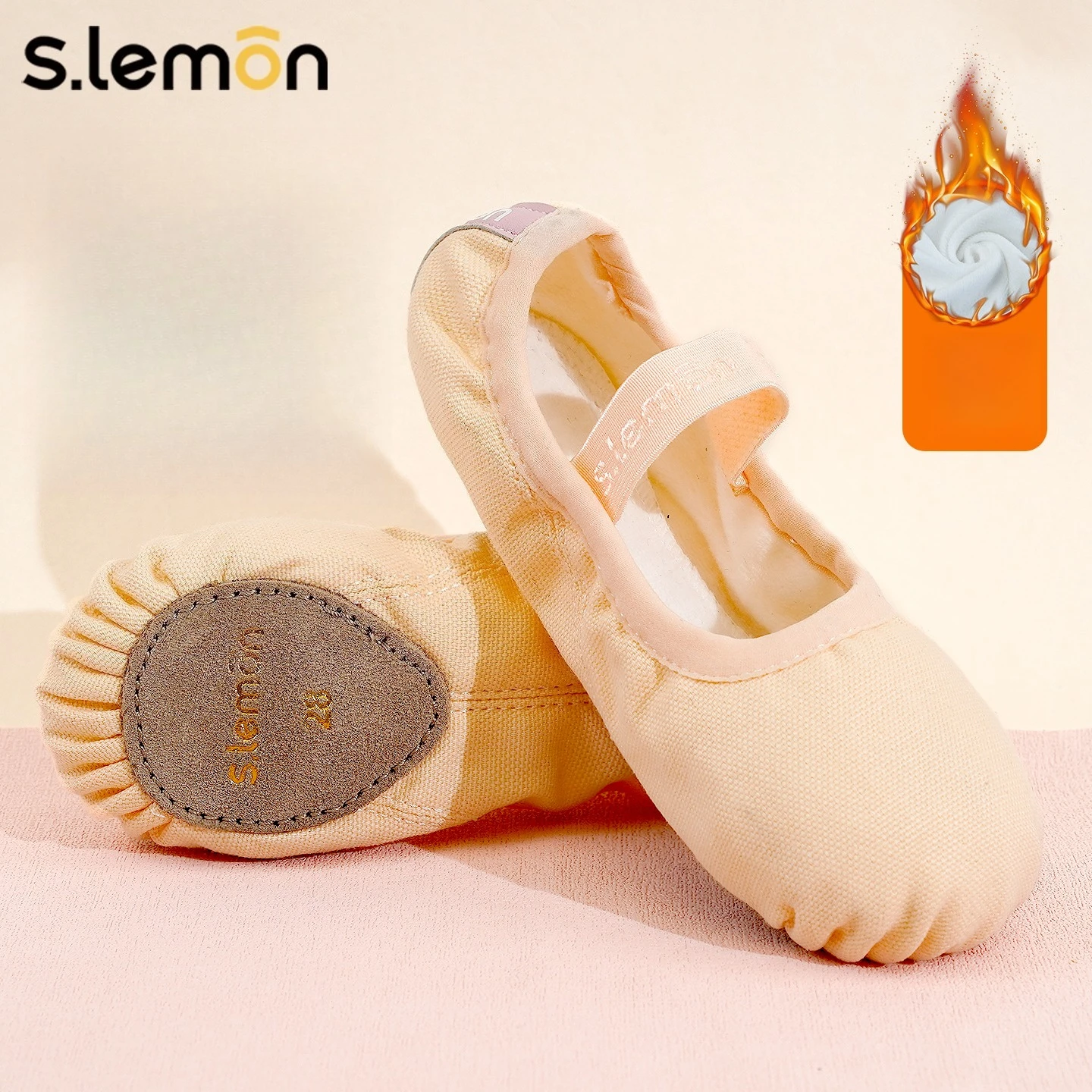 

Детские балетки S.lemon для девочек, зимние балетки на флисовой подкладке с мягкой подошвой, танцевальная обувь с кошачьими когтями для тренировок по телу