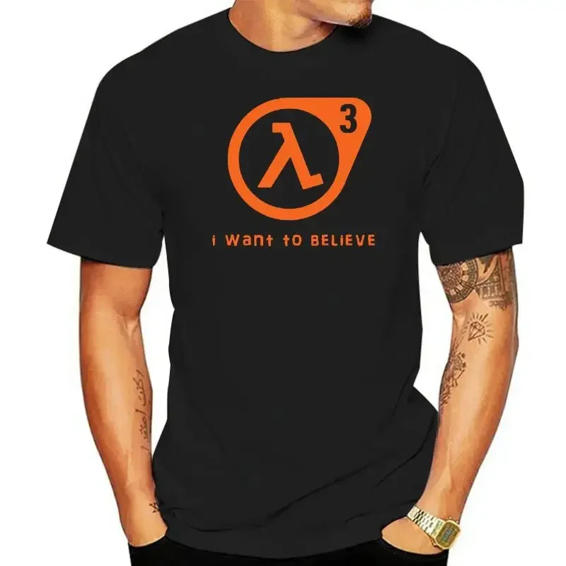 Cotton Cute Tee Shirt Basic XXX Short Sleeve Man Tshirt Half Life TShirt Half Life 3 I Want To Believe T-Shirt 100 Percent funny