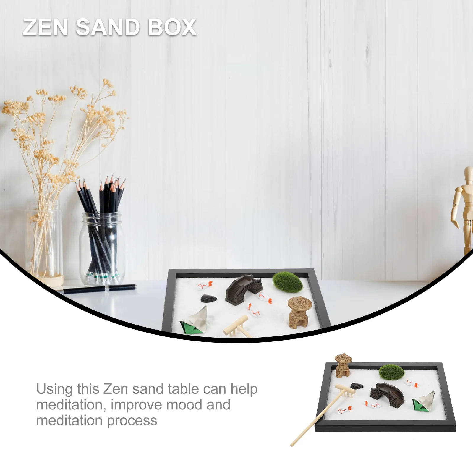 

1 Set Zen Sand Table Decoration Microlandscape Home Furnishing Sandbox Ornament For Meditation Relaxation Desktop Decorative