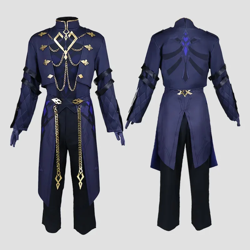 Fatui o capitão cosplay traje il capitano peruca roupa genshin botas de impacto luvas estilo anime festa de halloween roleplay terno