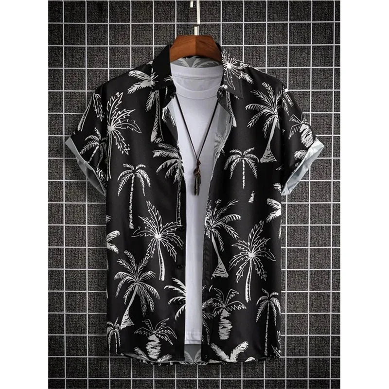 Hawaiian Coconut Tree 3D Print Beach Shirts Men Women Casual Fashion Streetwear Short Sleeve Shirt Harajuku Man Blouse Clothing