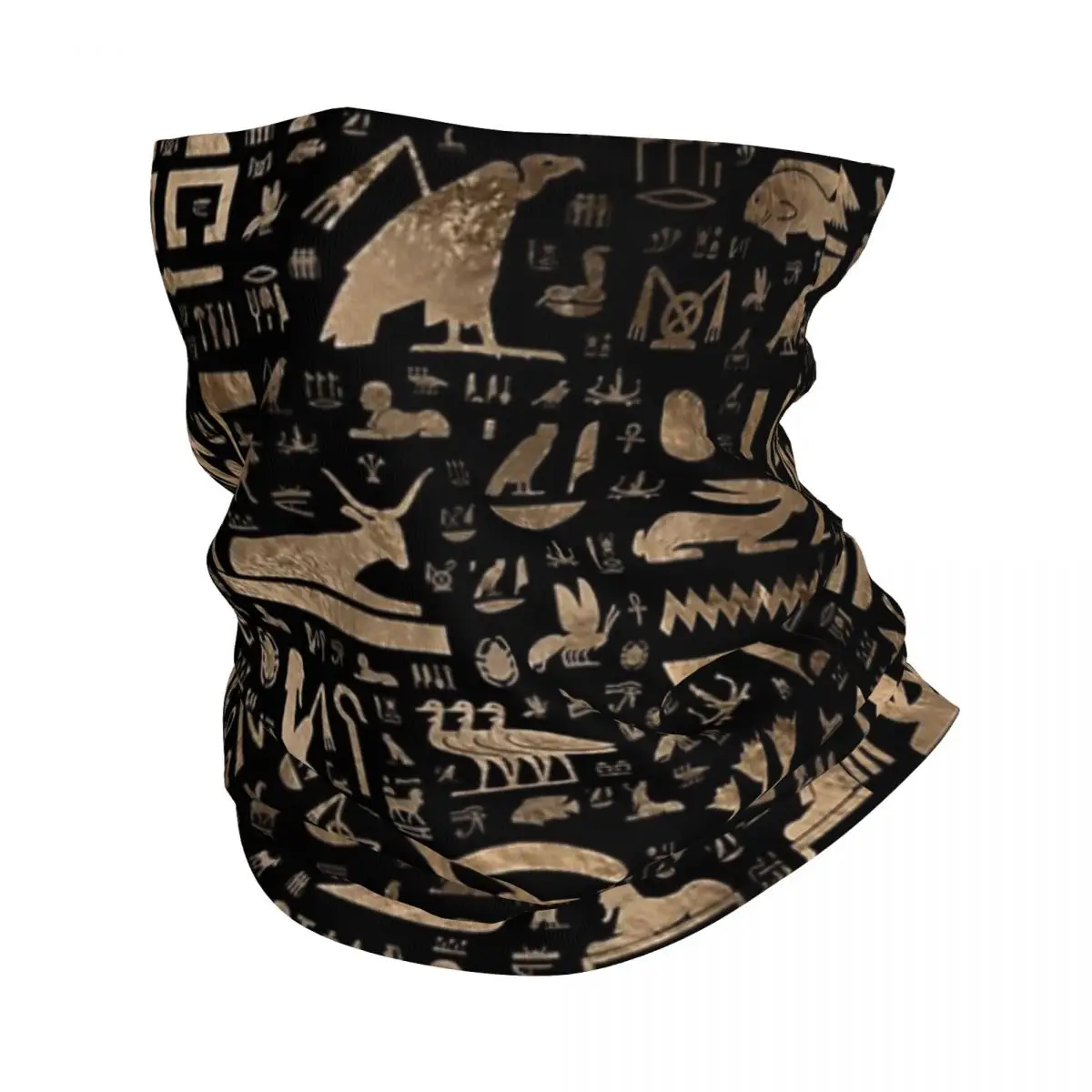 Hieróglifos egípcios antigos-preto e dourado bandana pescoço capa impressa máscara cachecol quente bandana correndo unisex adulto lavável