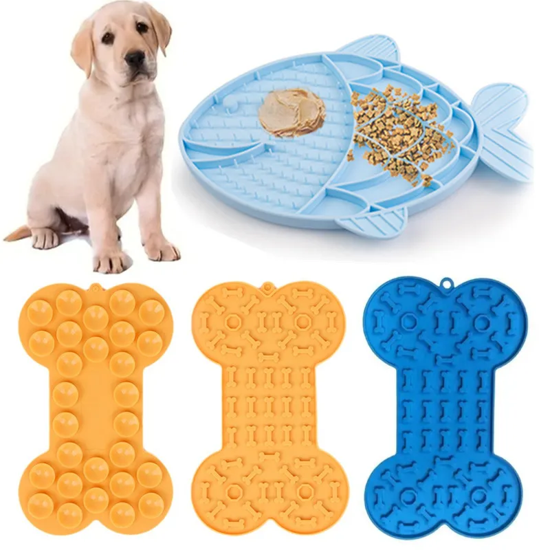 

Bone Shaped Pet Licking Pad Silicone Slow Feeder Dog Food Mat With Suction Cups Easy To Clean Cat Placemat For Anxiety Relief