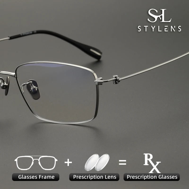 

STYLENS New Pure Titanium Square Glasses Men Anti Blue Light Progressive Glasses Optical Prescription Customized Glasses 80922