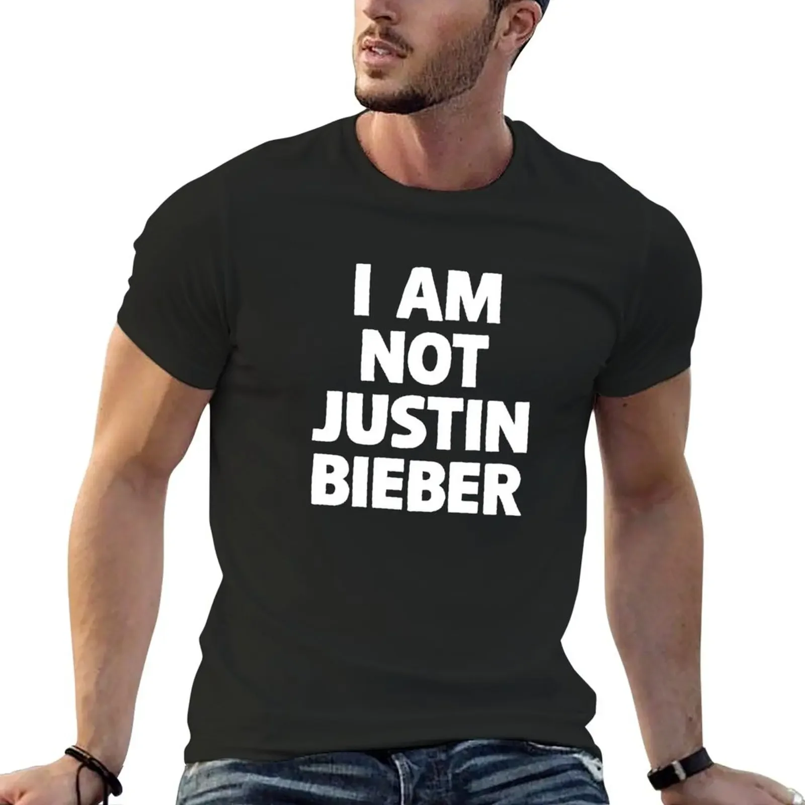 

I Am Not Justin Bieber. Funny Viral Meme. Sarcastic Quote. Hard Images T-Shirt blue archive t shirts for men