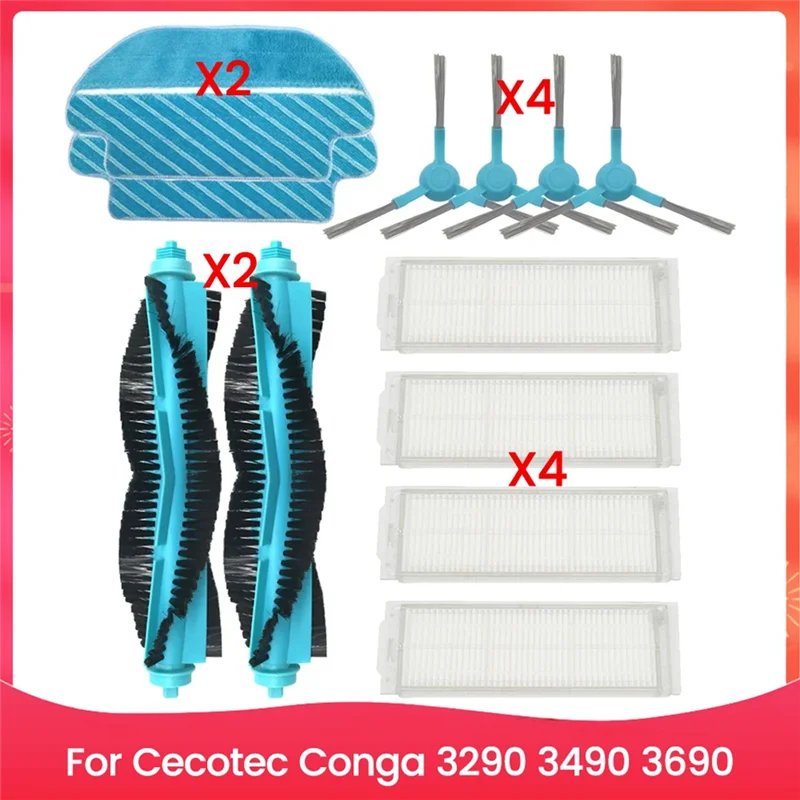 

ABMH-для Cecotec Conga 3290 3490 3690 HEPA-фильтр, роликовая щетка, подушечки для швабры, тканевые запасные части для пылесоса, боковая щетка