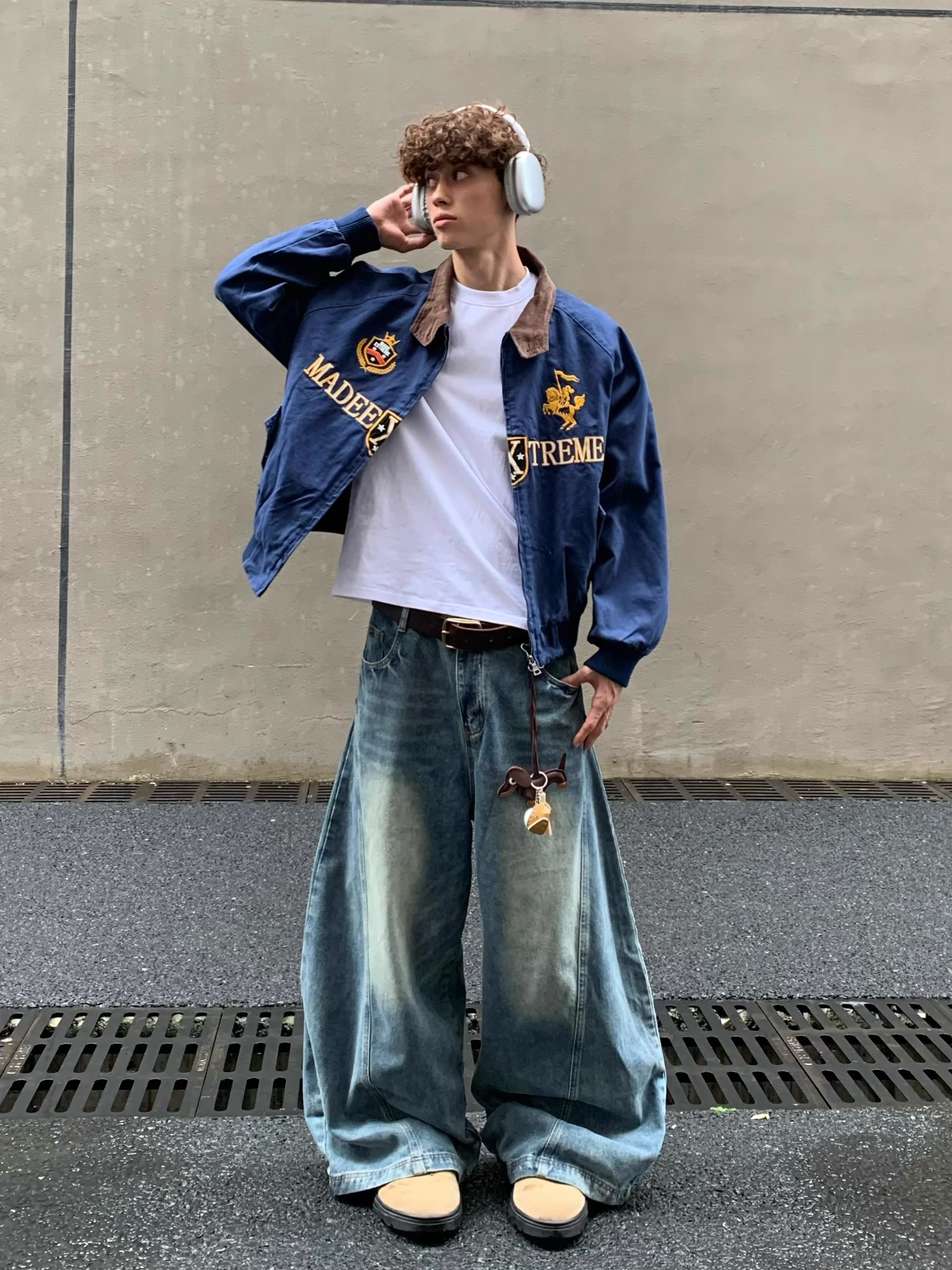 

Свободный американский ретро-стрит Sle Harington Jaet для мужчин и женщин, осенний сезон, вышитая верхняя одежда, модный бренд