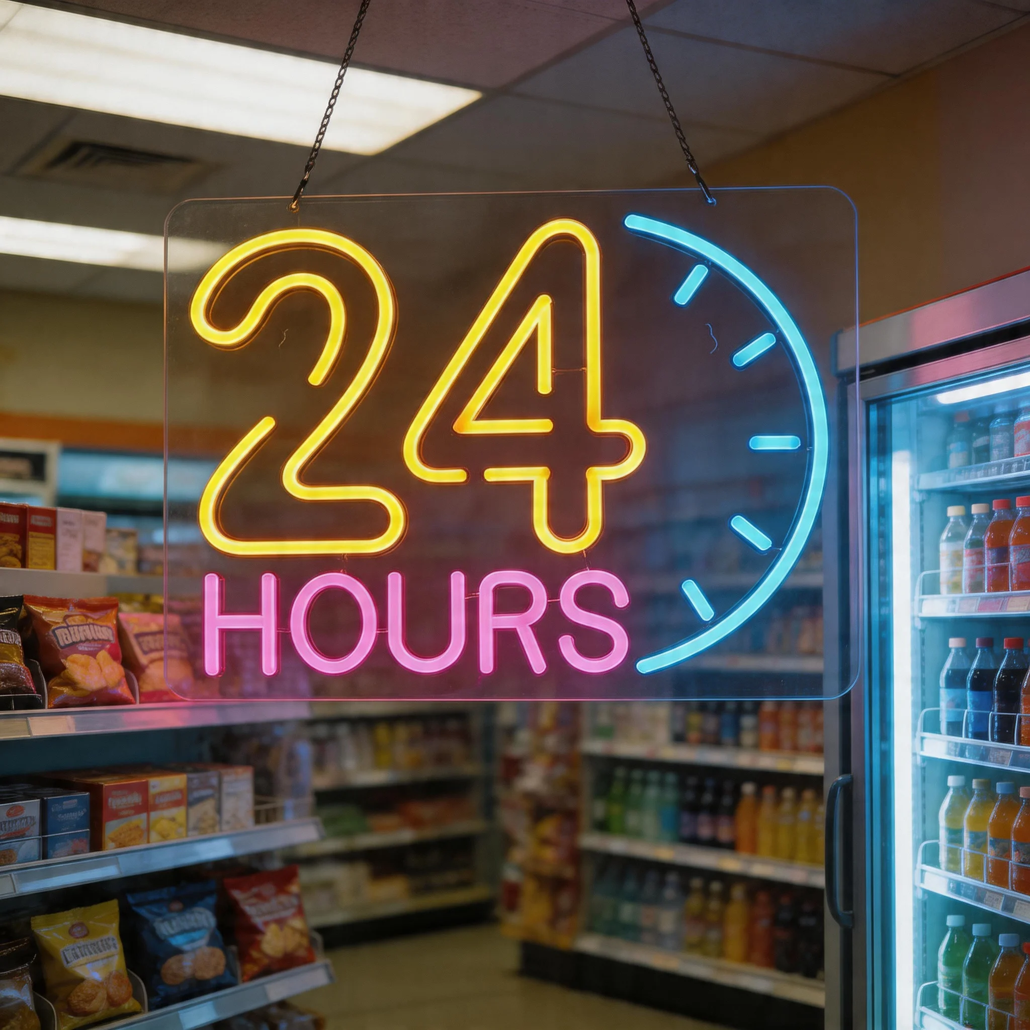 24-Hour LED Neon Signs, USB Po - Decor Lighting Opening Hours ulasan dan harga