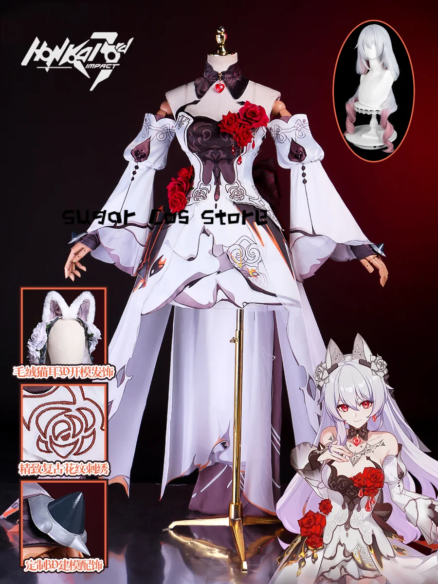 

Game Theresa Apocalypse Cosplay Theresa Cosplay Lunar Vow: Crimson Love Outfit Dress Uniform Halloween Party Role Play Clothing