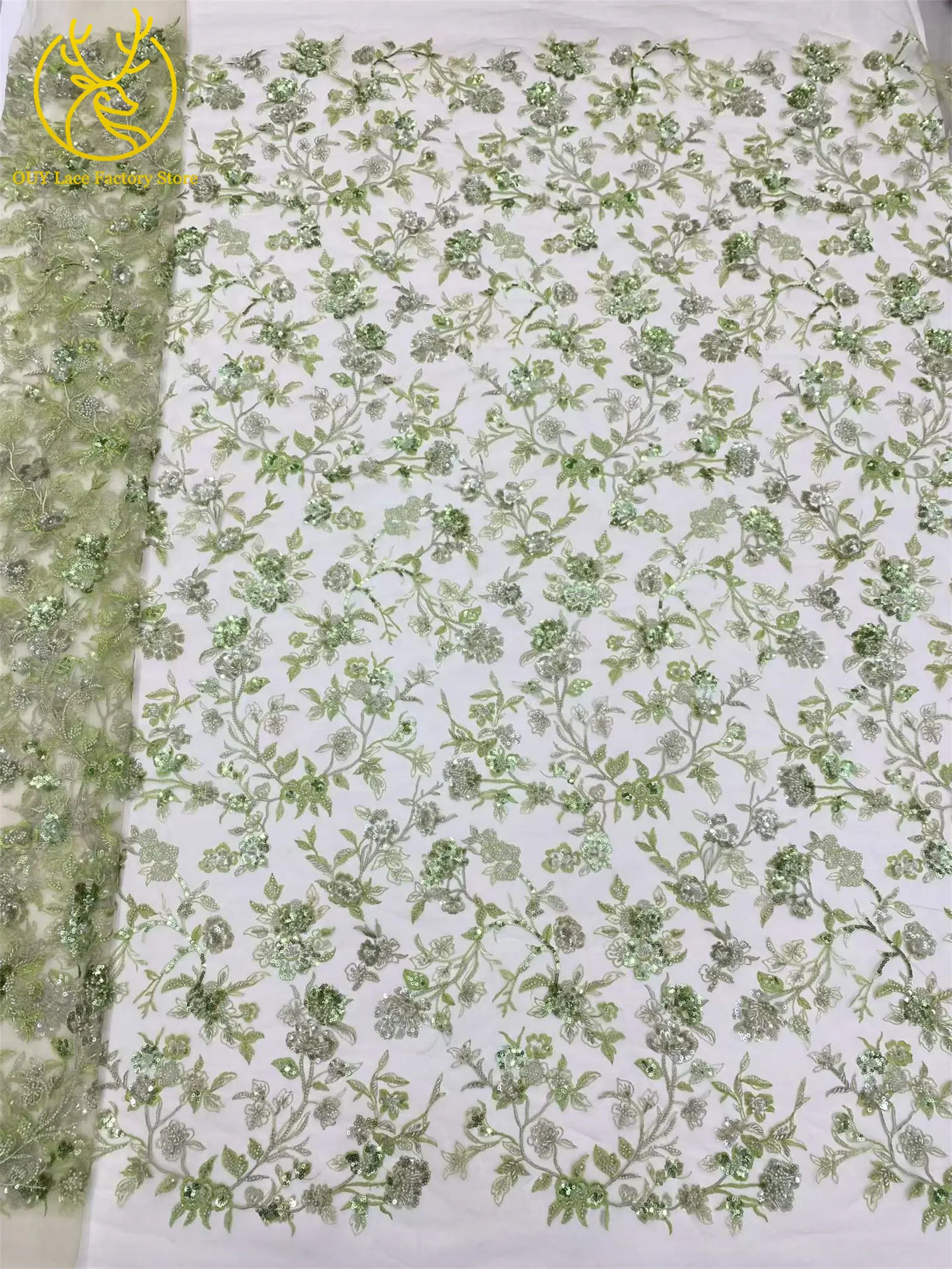 Eleganter afrikanischer Spitzenstoff mit Pailletten und Stickerei, lila, nigerianischer französischer Tüll-Spitzenstoff mit Perlen für Brautkleider und Partykleider zum Nähen – Detail 14