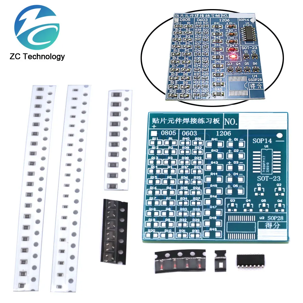 SMD NE555 CD4017 Rotating Flashing LED Components SMT LQFP44 Soldering Practice Board Electronic Circuit Training Suite DIY Kit