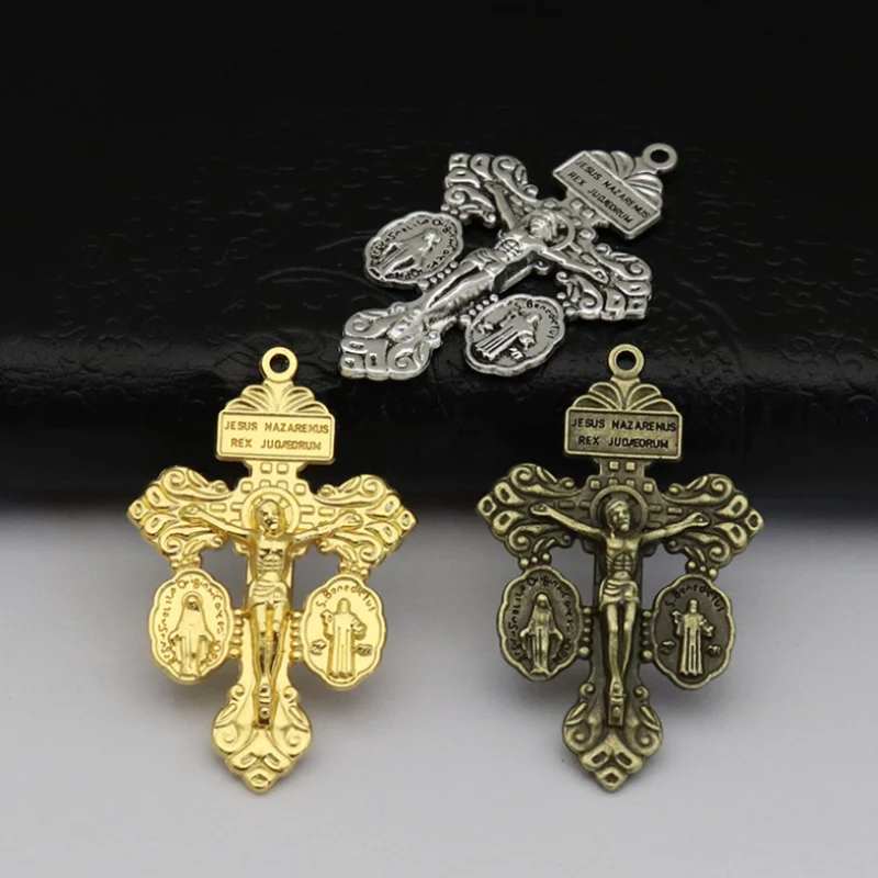 2025 New 50Pcs Catholic Pardon Crucifix Charms Forgiveness Cross Pendants Home Decor Jewelry Making DIY Charms Crafts Room Decor