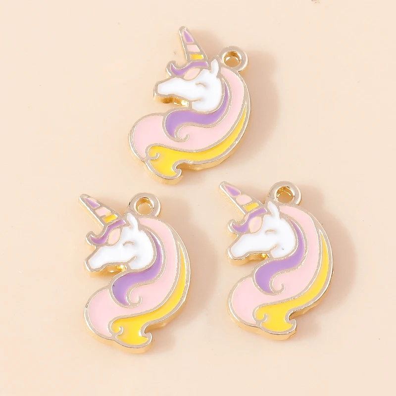 Leslie 10 Stück Emaille Pferd Regenbogen Einhorn Charms Anhänger für DIY handgemachte Ohrringe Armbänder Halsketten Schmuckherstellung Handwerk – Detail 12