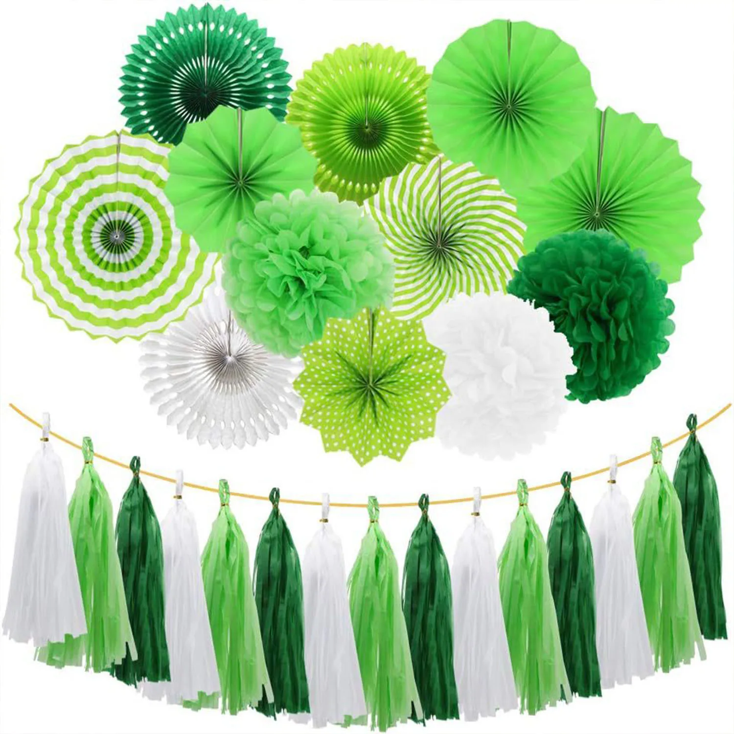 St. Patrick Set Paper Fan Flower Ball Set DIY Home Wedding New Year Party Banquet Scene Mall Window Decoration