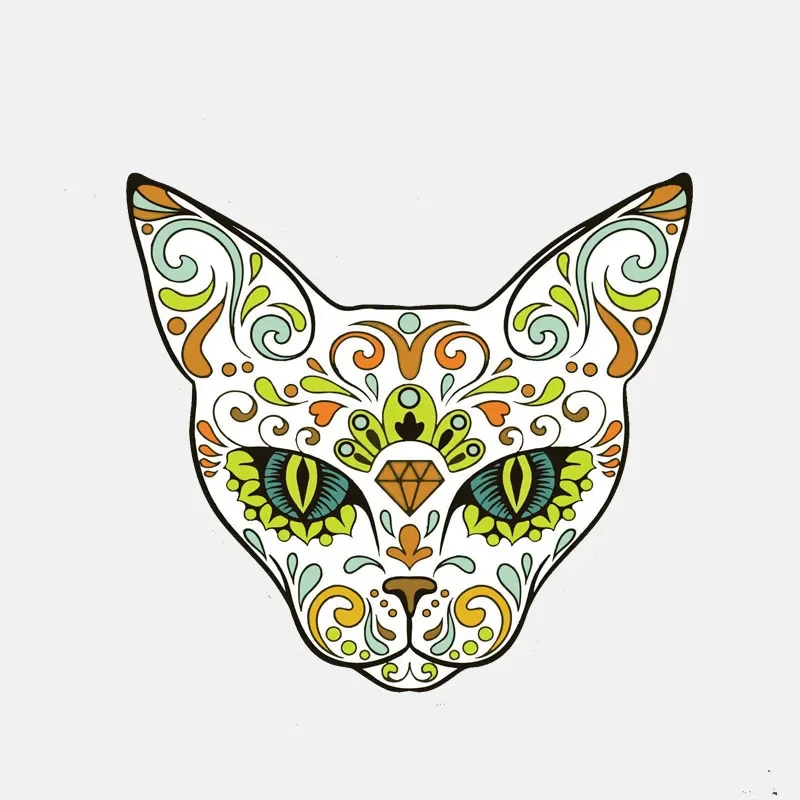 

Car Decoration Stickers Creative Stickers Retro Cat Skulls Day of The Dead Decoration Waterproof Sunscreen PVC 13*12cm